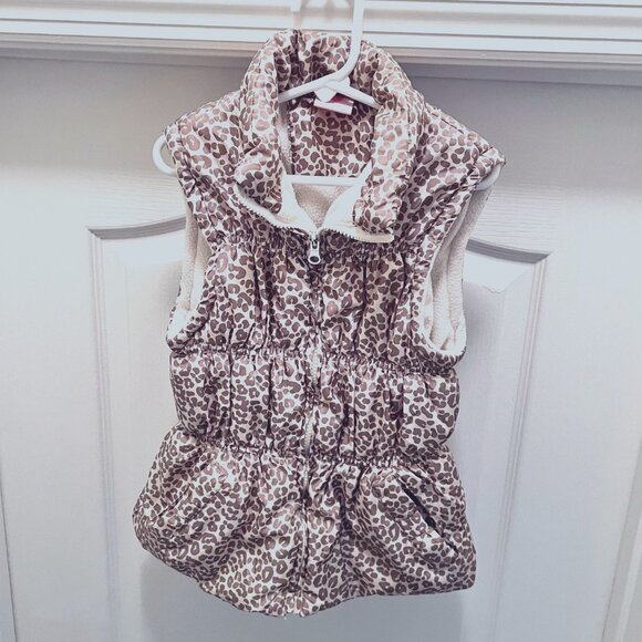 Beverly Hills Princess Girls Cheetah Print Puffy Vest-Size 7-8-Pockets-Tan/Cream - Picture 5 of 16